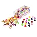 Kare & Kind 200 Hair Band Ties and 20 Mini Hair Claw Clip Pins- Assorted Colors - Cotton/Polyblend Material - Different Designs and Styles -