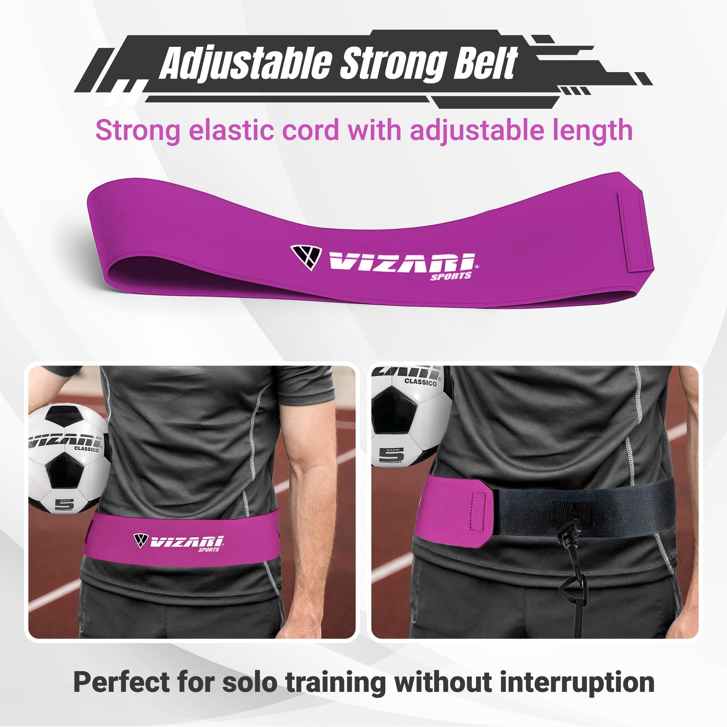 Vizari Soccer Trainer Belt - Solo Training for Youth & Adult - Soccer Kick Trainer for Ball Sizes 3, 4, 5 | Ideal for Volleyball, Rugby, Football…