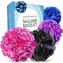 Loofah-Bath-Sponge Hot-Lacey-Mesh // 4-Steamy-Lace-Colors by Shower Bouquet / 2-Scrubs-in-1 Large Full 60g Pouf Body Luffa Loofa Loufa Puff