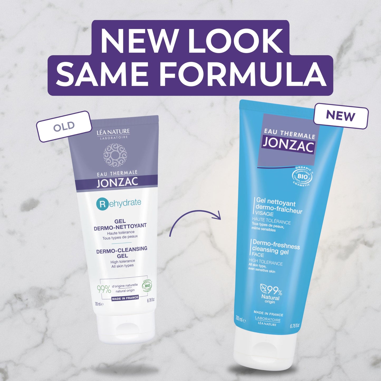 JONZAC Eau Thermale Rehydrate Organic Dermo Cleansing Gel - Gentle Daily Facial Cleanser - Sensitive Skin Approved - Leaves Skin Feeling Smooth