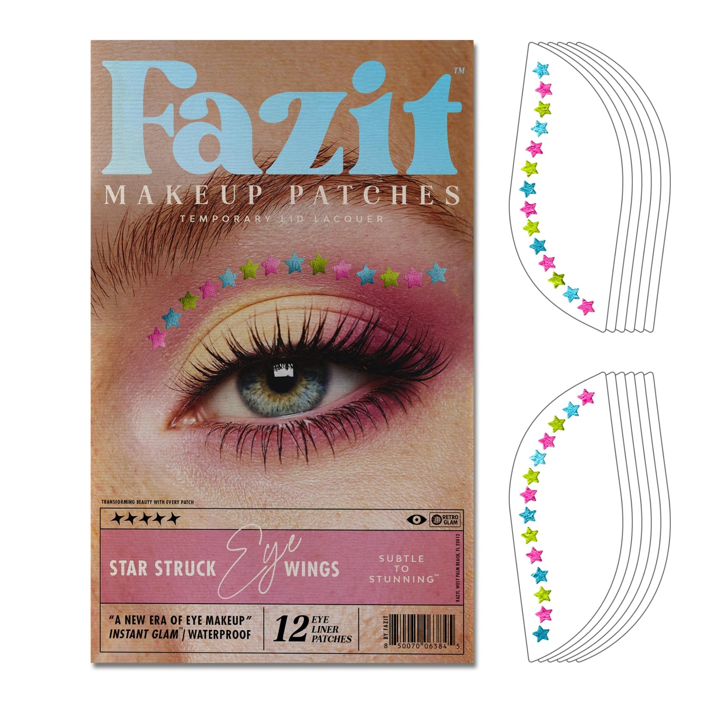 Fazit Makeup Patches - Star Struck Eye Wings - Glow Up Make-Up Patches - Cute Glitter Makeup Accessories for Women - Cosmetic Glitter for Face