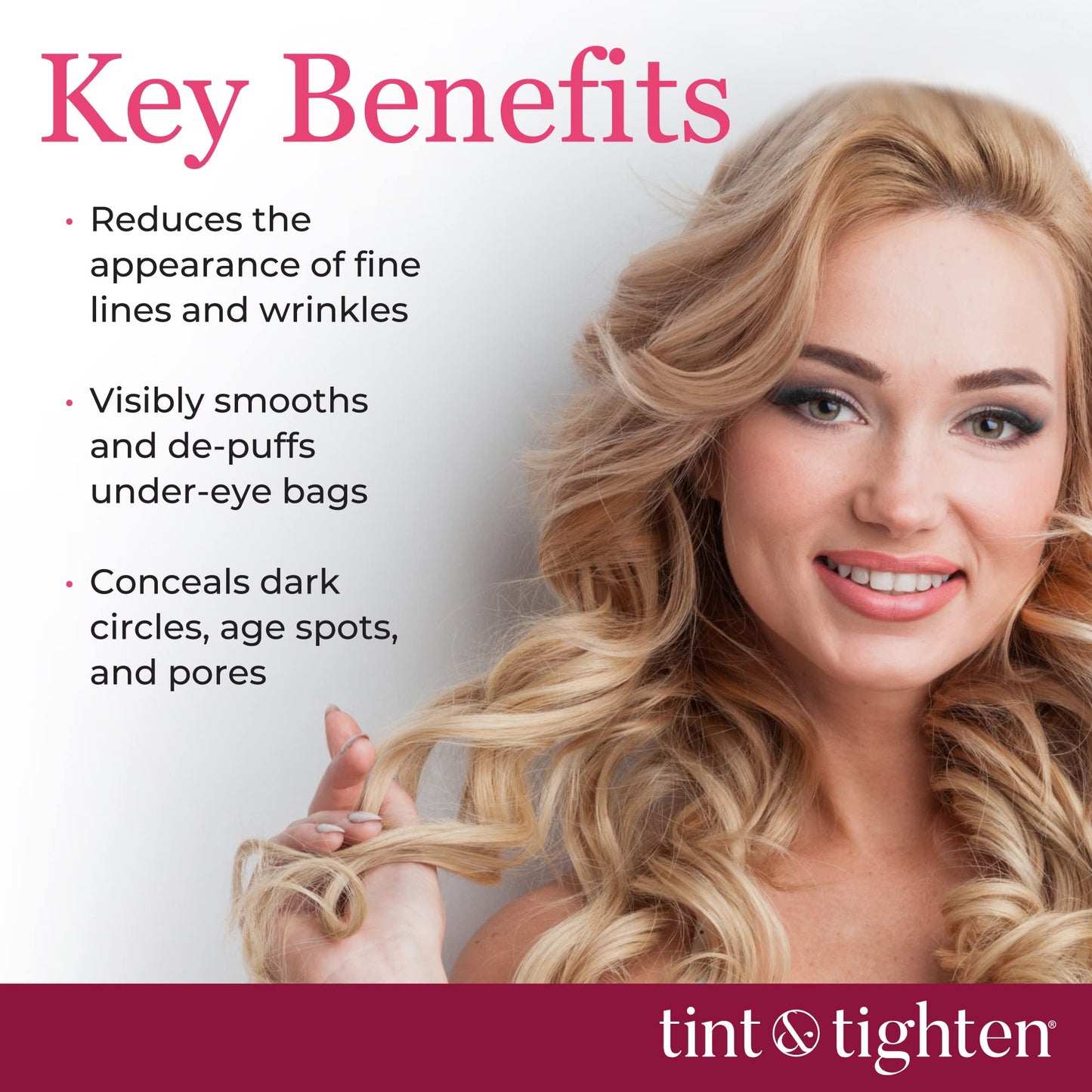 Tint and Tighten Color Smoothing Eye Cream for Wrinkles - Anti Aging Cream Visibly Reduces Under Eye Wrinkles - Eye Cream for Dark Circles
