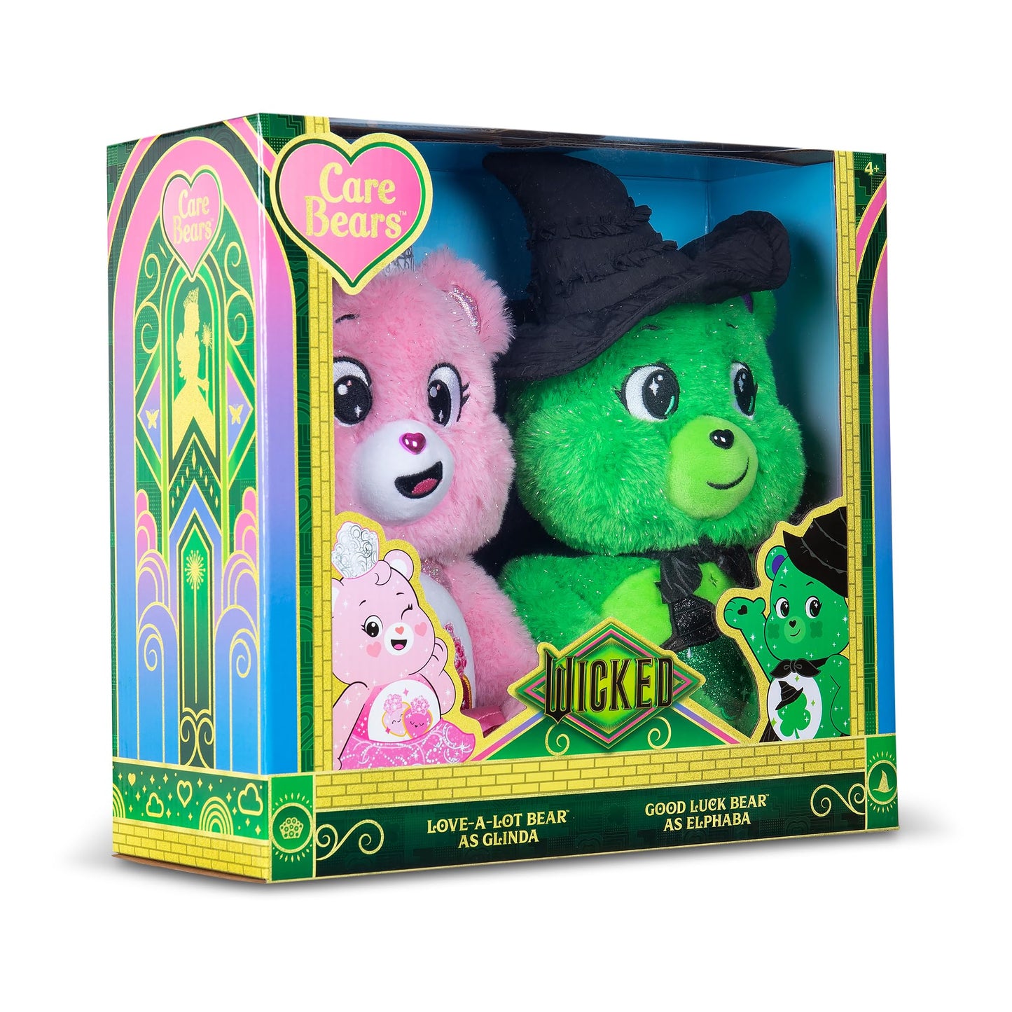 Care Bears x Wicked 2-Pack - Love-a-Lot Bear as Glinda & Good Luck Bear as Elphaba