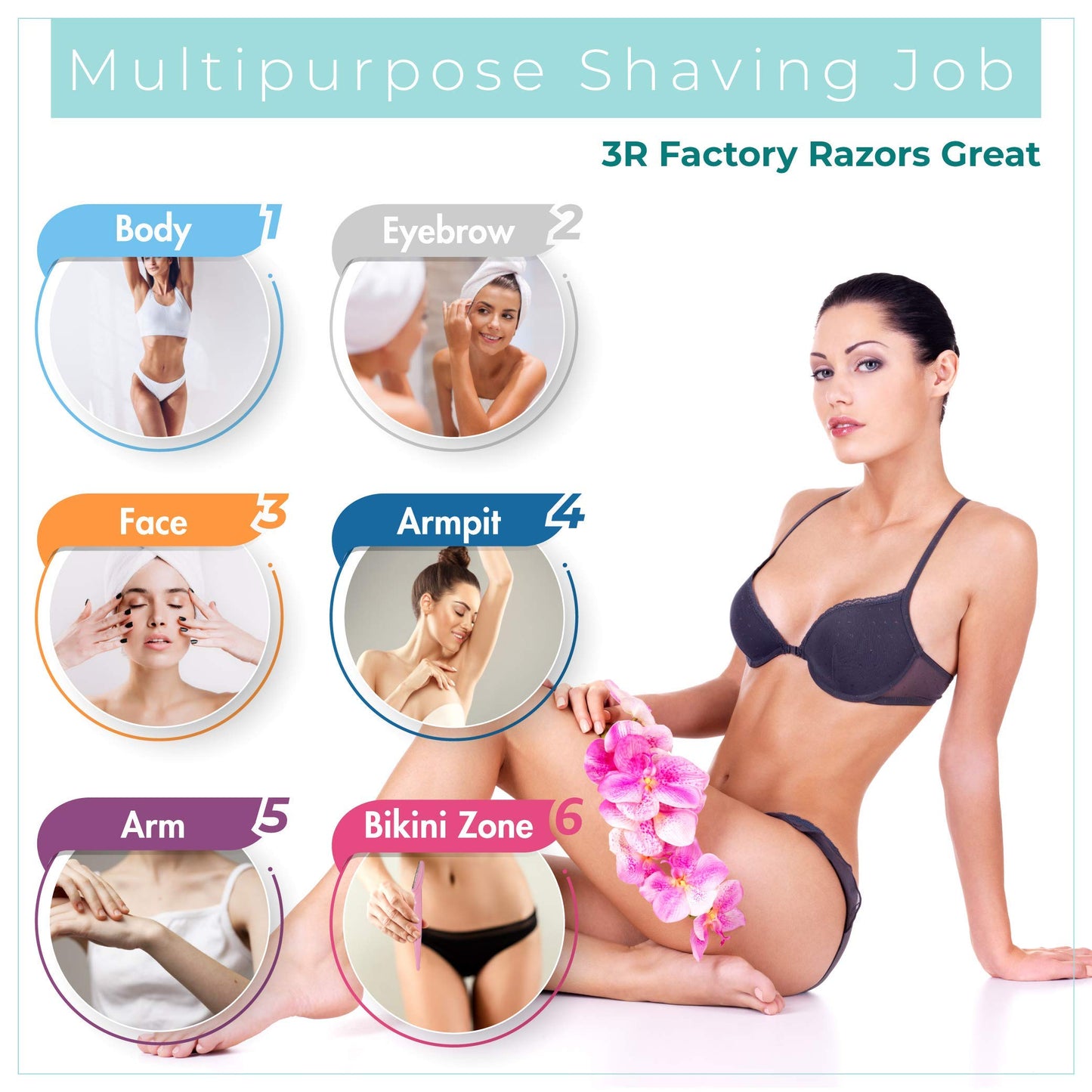 Facial Hair Removal for Women - 3R Factory Ladies Face Razor for Peach Fuzz, Lady Shavers for Womens, Eyebrow, Facial & Neck. Come with Safety Cover