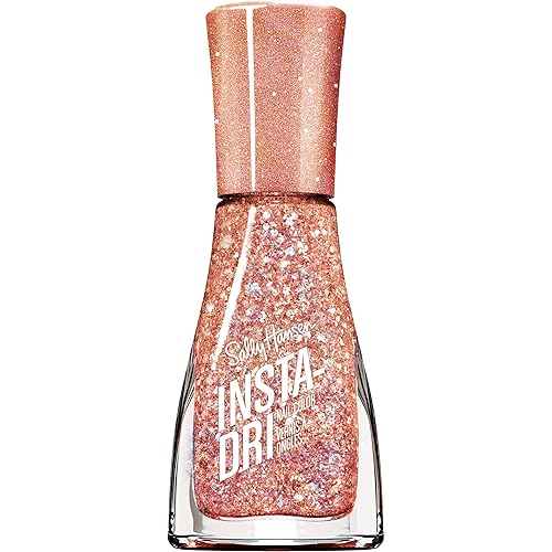 Sally Hansen Insta-Dri Nail Polish | Quick Dry, Long Lasting, Streak-Free Shine |Semi-Opaque, Glittery | 258 Shooting Star | Sparkling Champagne Nail