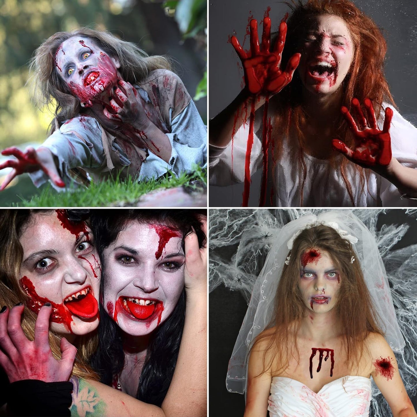 2pack Halloween Fake Blood ,Special Effects SFX Makeup Set for Zombie Vampire Monster Cosplay