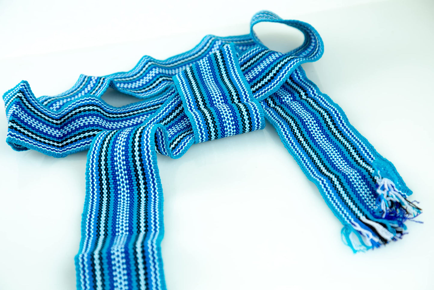 rushnichok Ukrainian hand woven homespun Hutsul Belt Blue black KRAYKA for Vyshyvanka