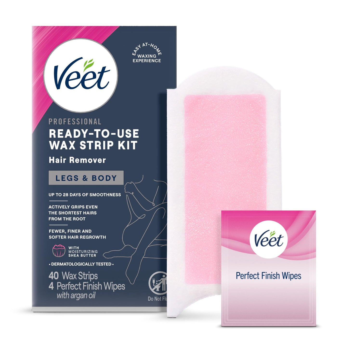 VEET Sugar Wax Strips For Women's Body Hair Removal, Bikini Hair Removal Kit, Pubic, Dermatologically Tested For Body & Intimate Areas, 40ct Wax
