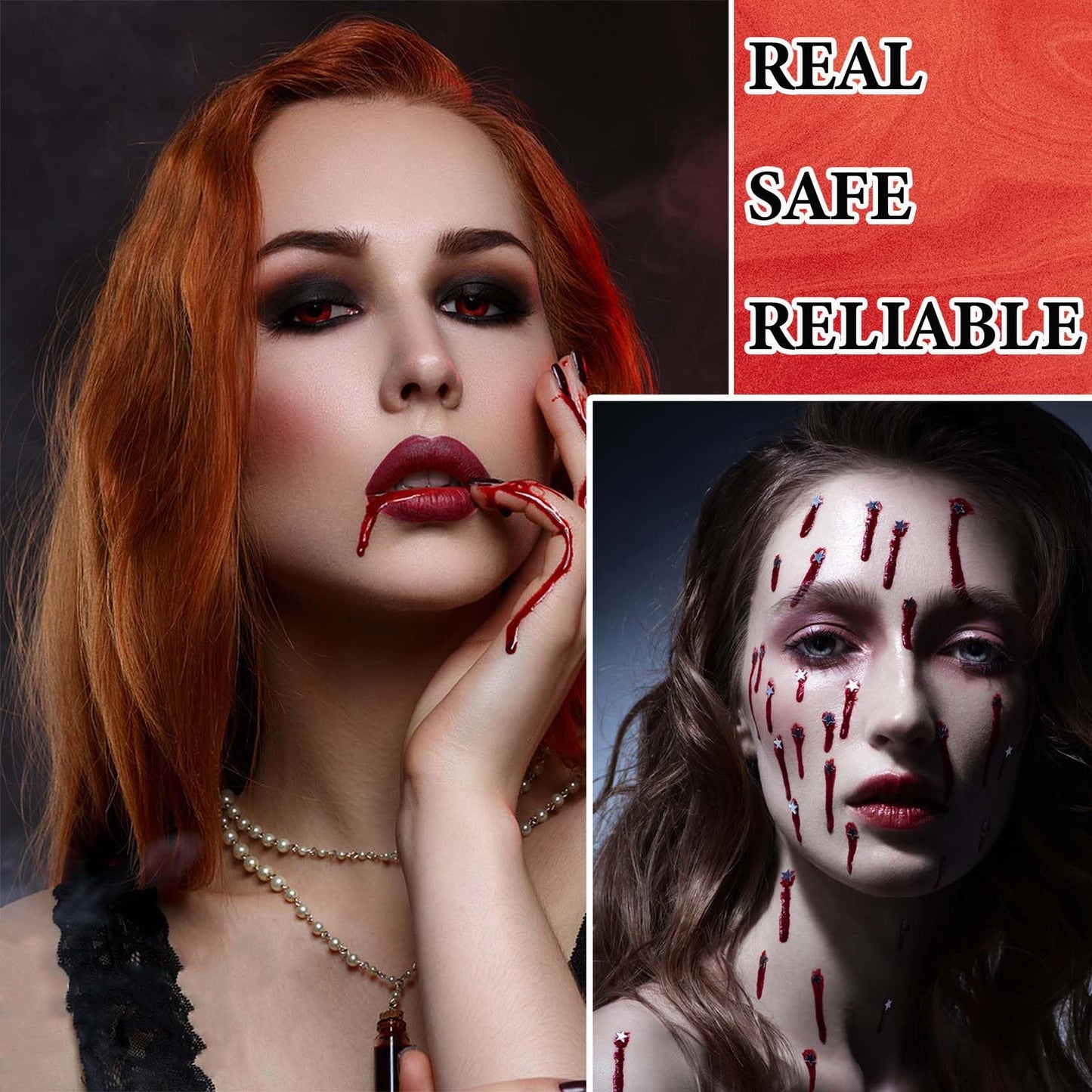 2 Pcs Fake Blood Spray,2.46 oz Fake Blood Makeup,Halloween Liquid Fake Blood Washable Splatter Sfx Makeup Kit,Suitable for Clothes Zombie Vampire