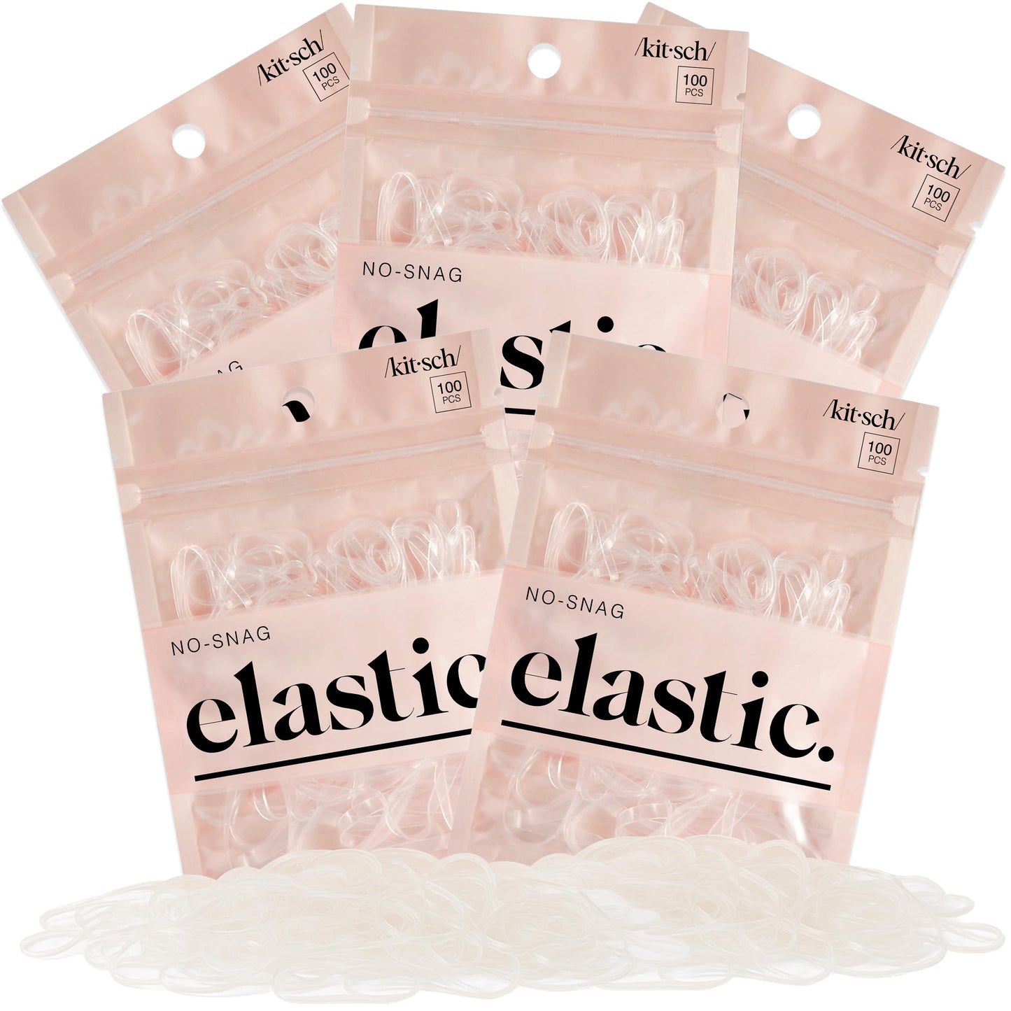 Kitsch Hair Ties No Damage for Kids, Teens and Women - Rubber Bands for Hair Styling | No Snag Hair Elastics | Daily Hair Accessories - 500pcs (Clear) Beauty and Personal Care Kitsch Default Title