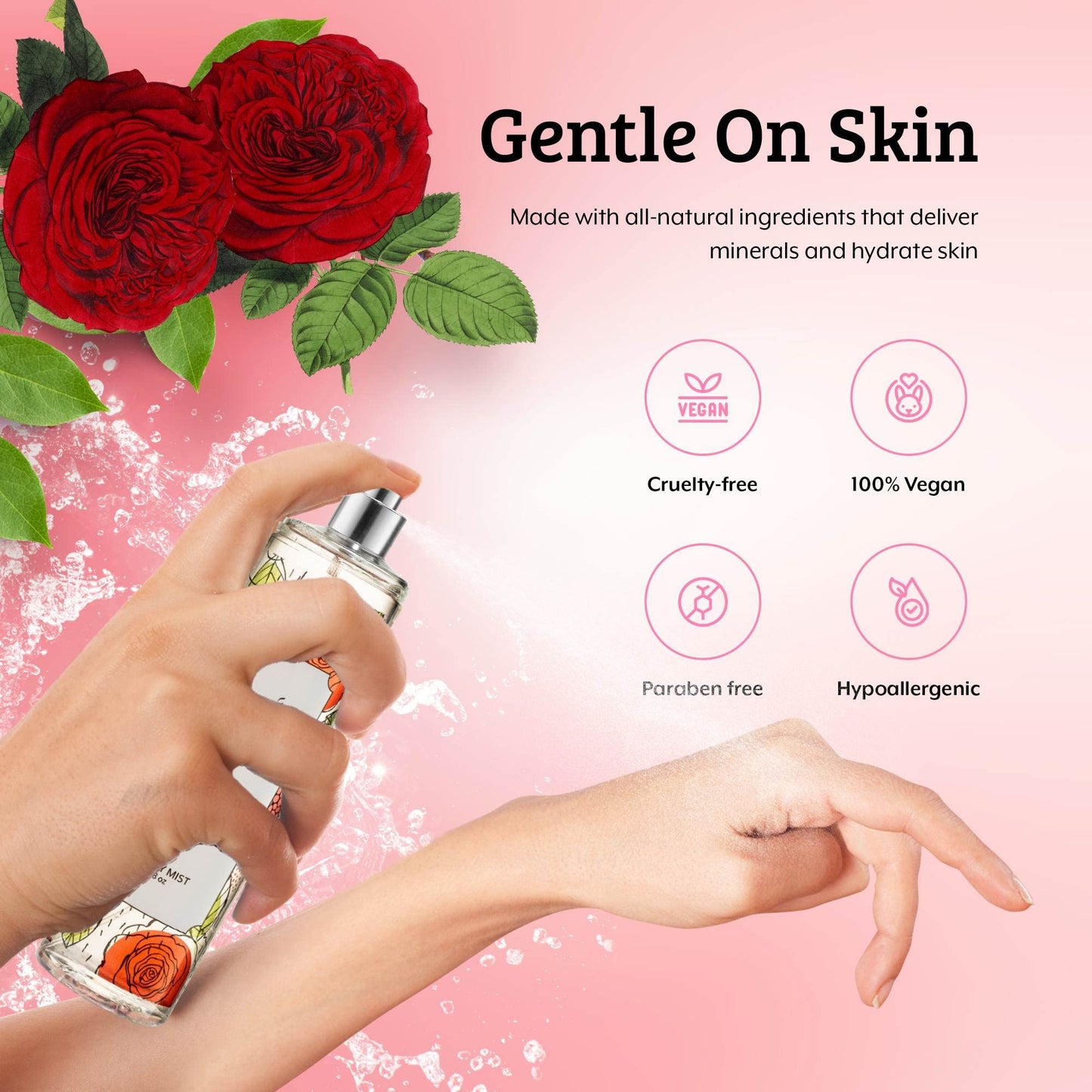 Freida and Joe Rose Elegance Fine Fragrance Body Mist Spray Capturing Timeless Allure of Blooming Roses, 8 oz Spray Bottle Ideal for Gifting, Stocking