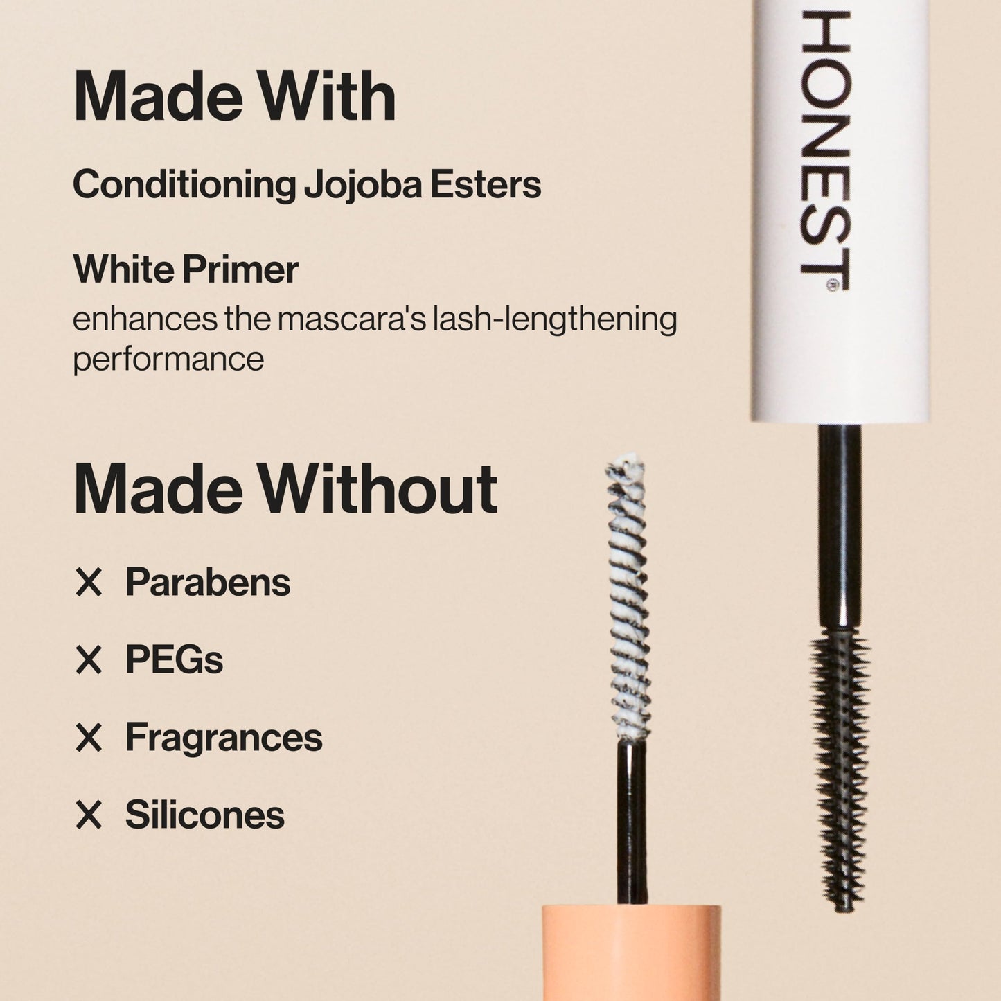Honest Beauty 2-in-1 Extreme Length Clean Mascara, Lash Primer, Lengthening, Volumizing, Cruelty-Free, Safe for Sensitive Eyes, Black, .27 fl oz