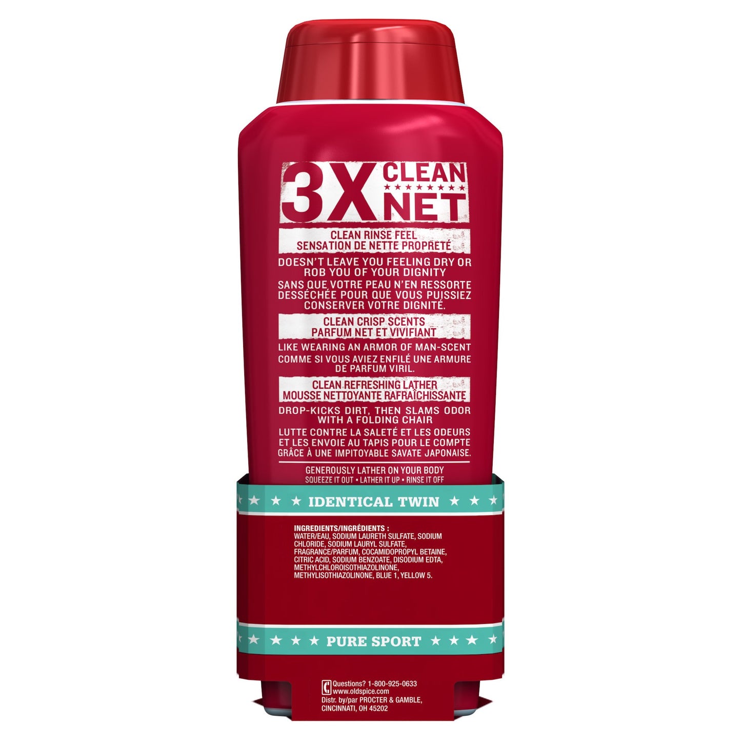 Body Wash for Men by Old Spice, High Endurance Body Wash Twin Pack, Pure Sport, 18.0 fl oz each