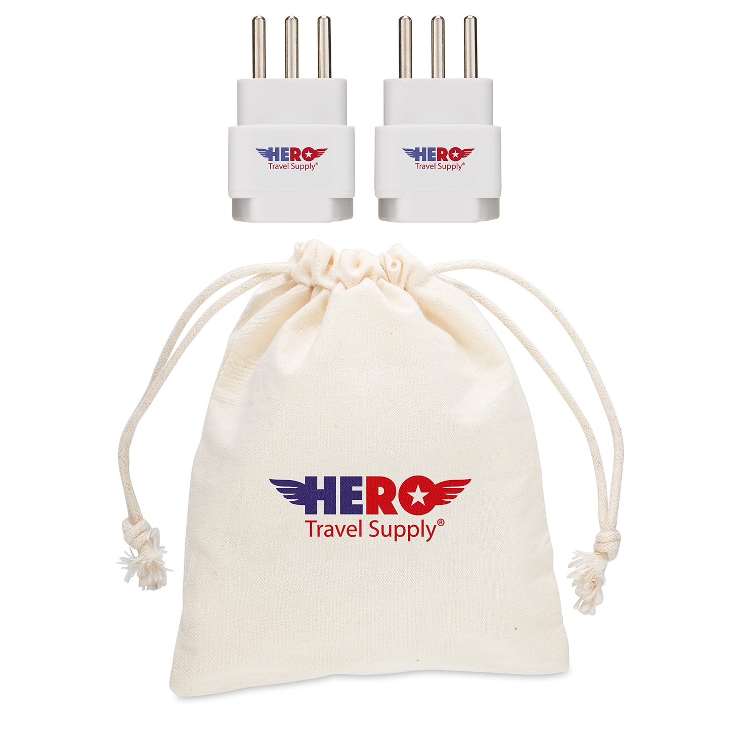 Hero Premium US to Italy Power Adapter Plug (Type L, Pack of 3, Grounded)