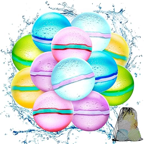 【12 Pack】Magnetic Reusable Water Balloons Fast Refillable for Kids Outdoor Activities, latex-free Kids Pool Beach Bath Toys, Self-Sealing Water Bomb…
