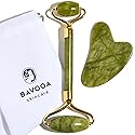 R.E.M Spring Jade Roller and Gua Sha - Spa Grade Face Roller Massager and Gua Sha Massage Tool Set. 100% Authentic Jade Stone. Reduces Puffiness