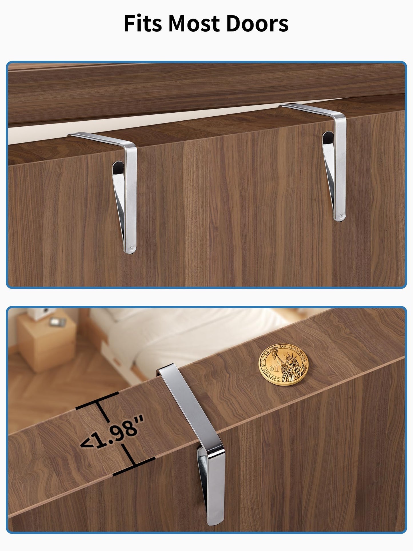 JARLINK Over the Door Organizer – 5-Shelf Hanging Storage with Large Pockets, 44lb Capacity – for Bedroom, Bathroom, Pantry – Grey