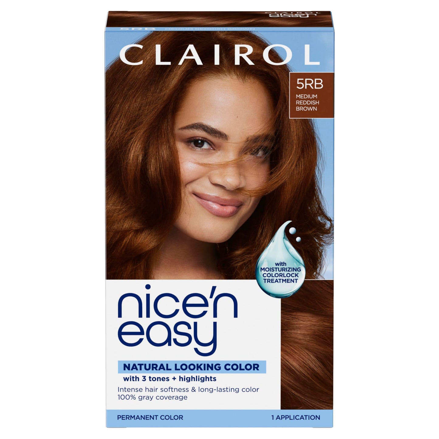 Clairol Nice'n Easy Permanent Hair Dye, 5RB Medium Reddish Brown | 100% Gray Coverage | Long?Lasting, Natural?Looking Color & Shine | Pack of 1