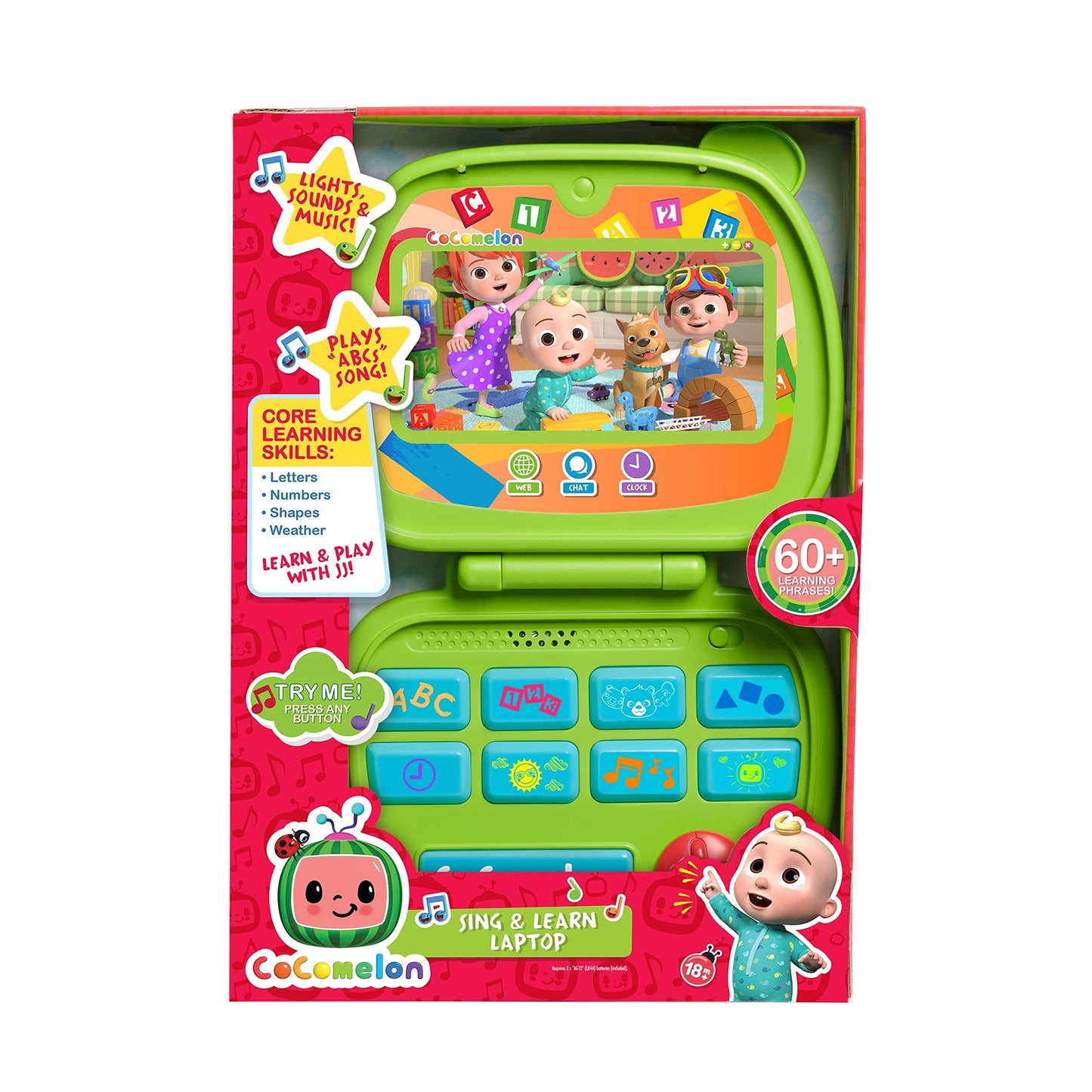 CoComelon Sing & Learn Laptop Toy | Lights, Sounds & Music Teach Letters, Numbers, Shapes & Animals | Official Toy for Kids 18M+