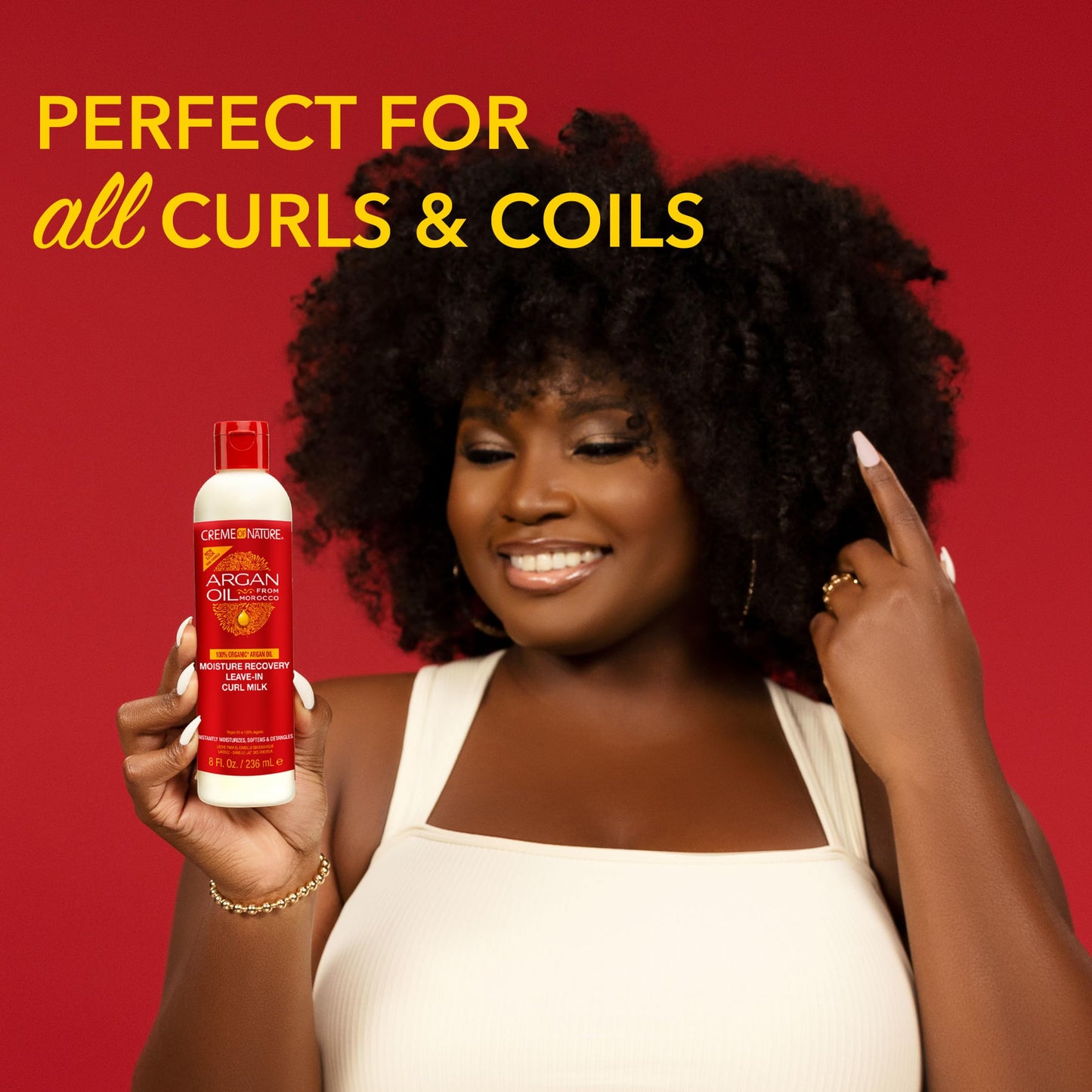 Creme of Nature Moisture Recovery Leave-In Curl Milk, Lightweight Daily Moisturizer, Detangles and Adds Shine, With Argan Oil from Morocco, 8 oz