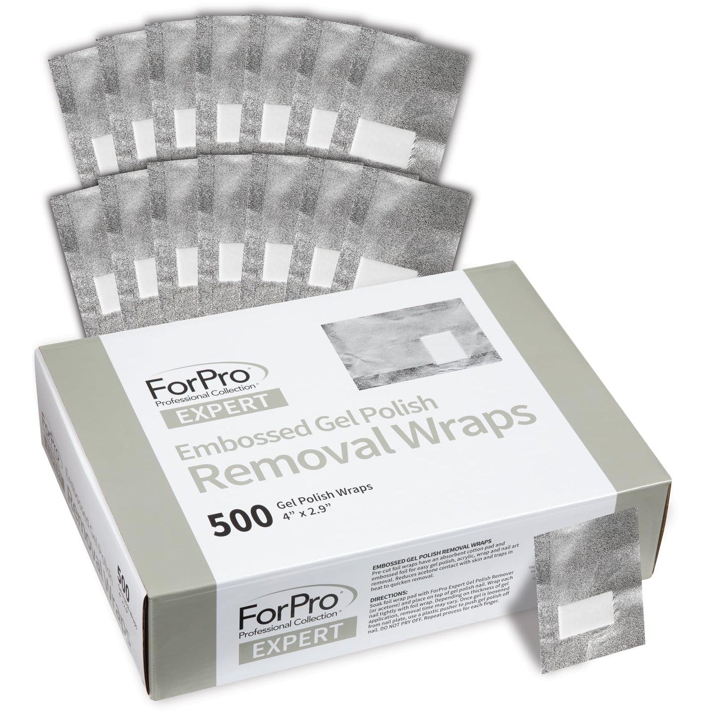 ForPro Professional Collection Expert Embossed Gel Polish Removal Wraps, Pre-Cut with Cotton Pad, Remove Gel Polish, Acrylics, & Nail Art, 4" L x 2.9"