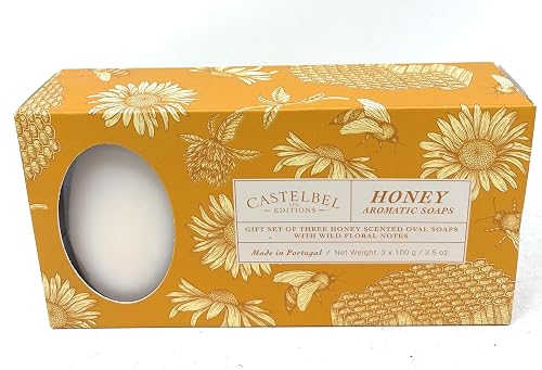 Castelbel Honey Aromatic Soap Gift Set, Triple Milled, Floral Honeycomb Design, 3.5 oz