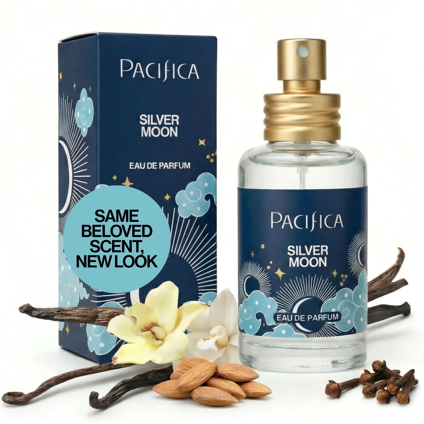 Pacifica Silver Moon Perfume 1oz - Long-Lasting Warm Vanilla & Almond Clean Fragrance for Women Vegan, Cruelty-Free, Essential Oils, Non Toxic