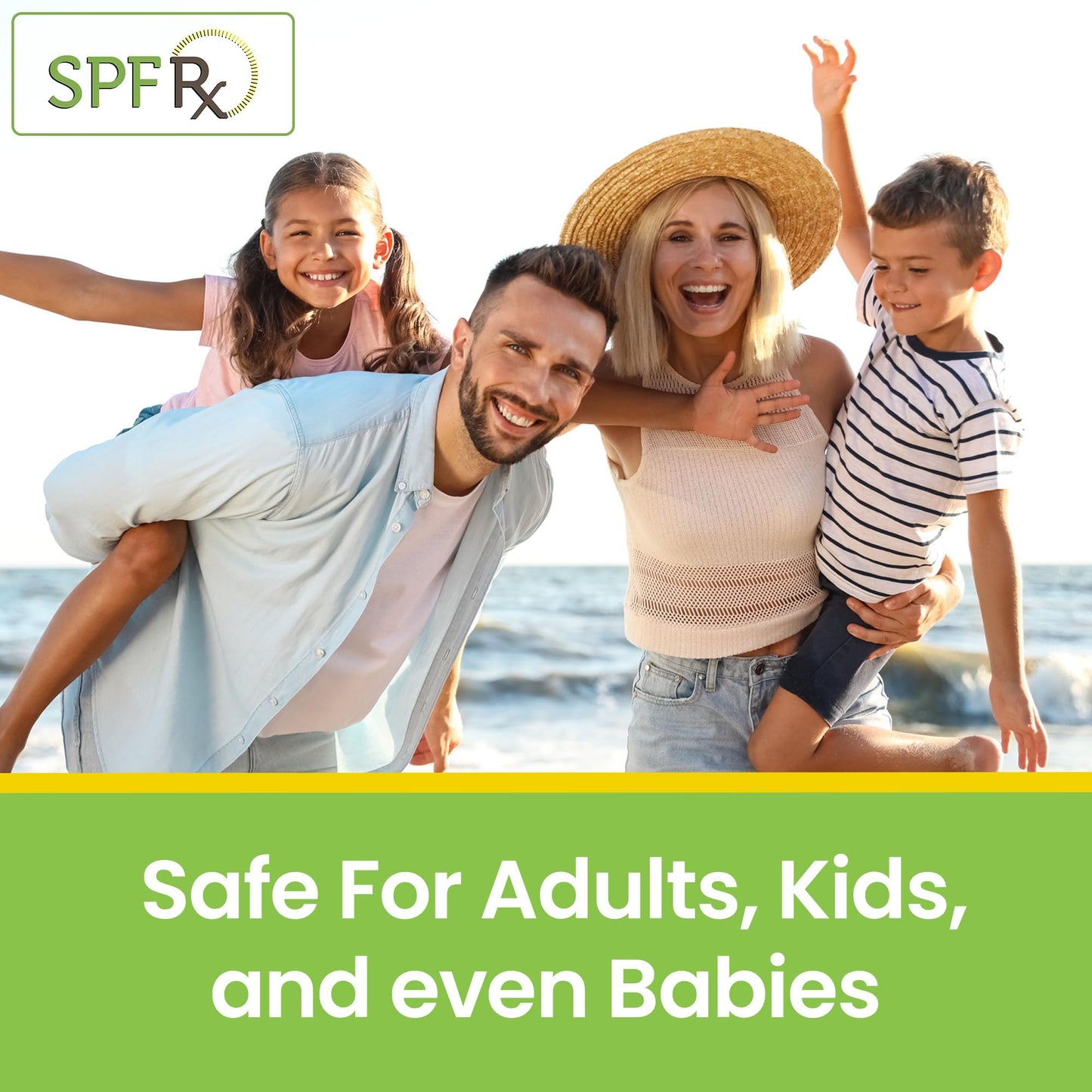 SPF Rx, SPF 50 Mineral Broad Spectrum Sunscreen, with Zinc Oxide and Titanium Dioxide, Waterproof, Sweat-Proof