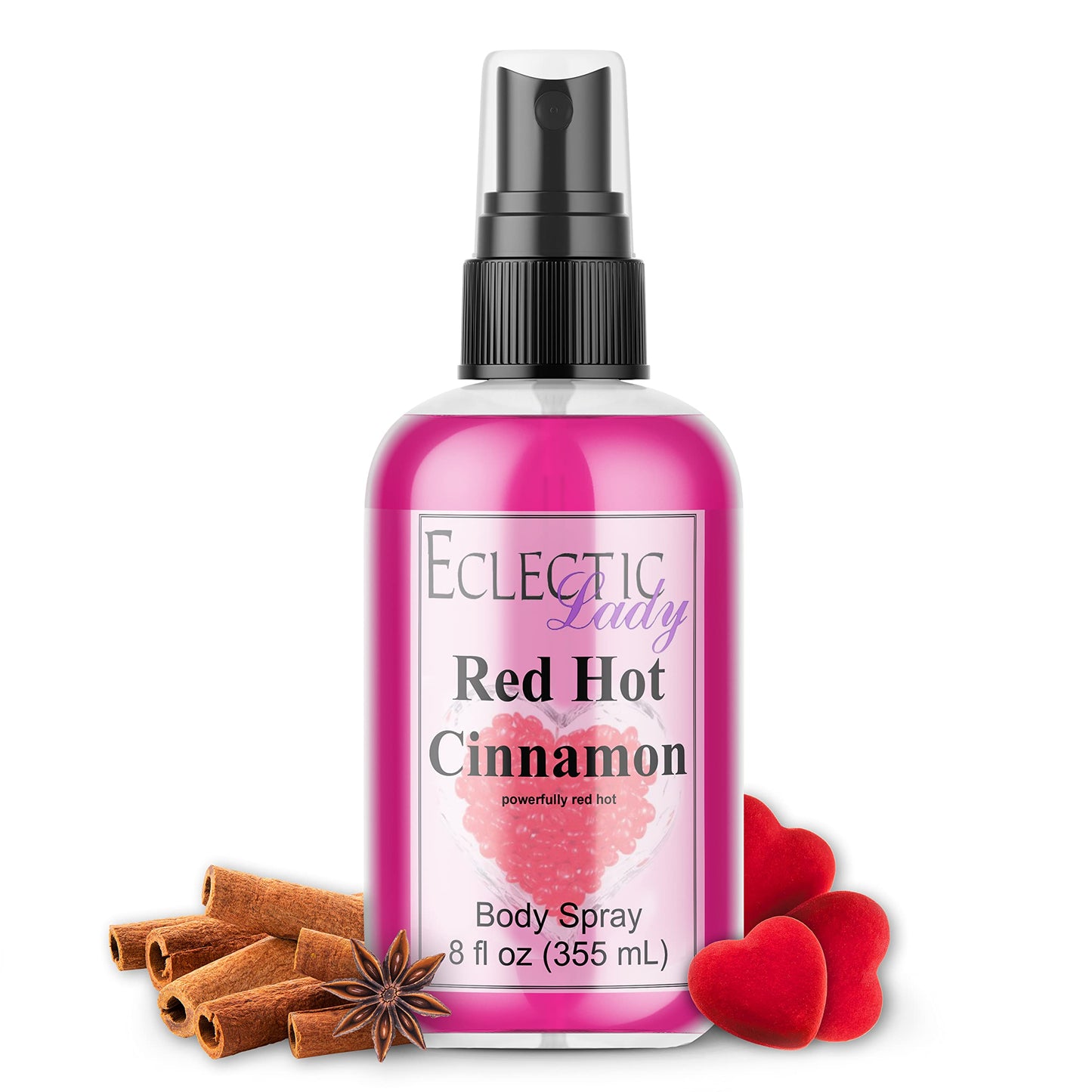 Eclectic Lady Red Hot Cinnamon Body Spray, 8 ounces, Body Mist for Women with Clean, Light & Gentle Fragrance, Cologne with Soft, Subtle Aroma