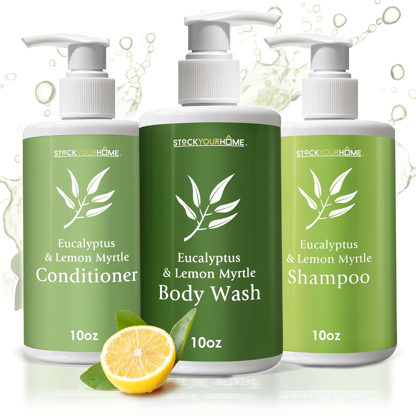 Shower Essentials Set for Men and Women, 3 Piece Shampoo Conditioner and Body Wash Set, 10 oz Bottles, Guest Bathroom Toiletries for Hotels