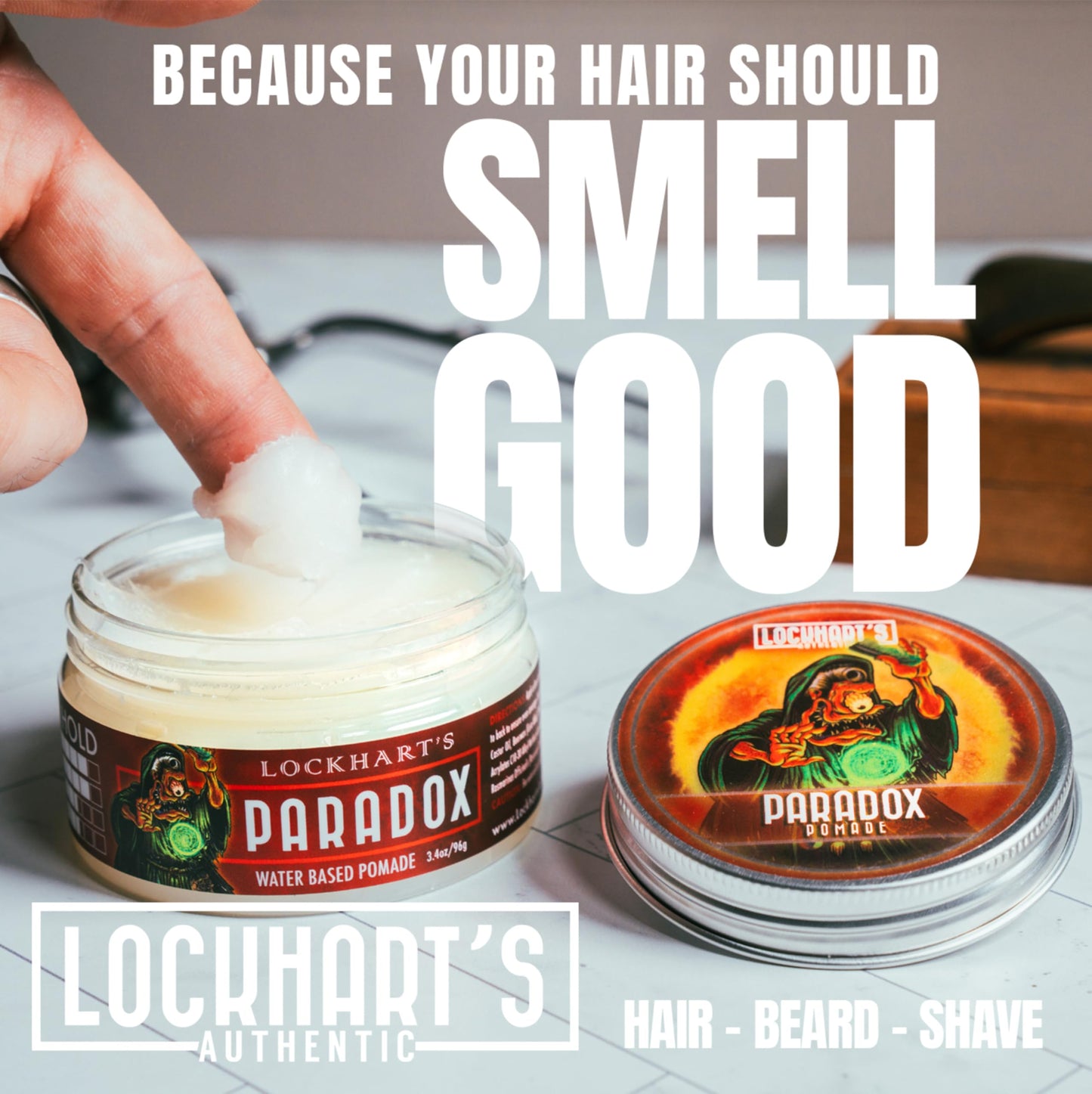 Lockhart’s Paradox Water-Based Pomade - Handcrafted Water-Based Pomade for Men - Highly Nourishing, No Greasy Residue - Firm Hold, Medium Shine - Aqua