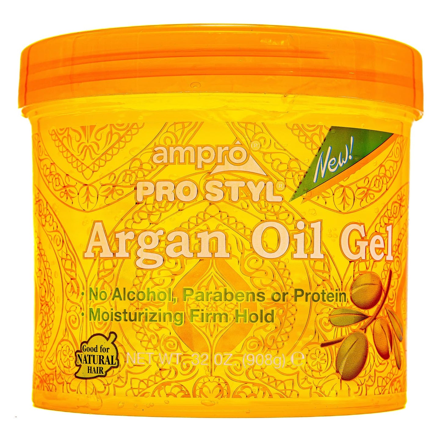 Ampro Pro Styl Argan Oil Styling Gel - Moisturizes and Conditions Your Strands - Non-Flaking, Alcohol Free, Vegan Formula - Creates Flexible