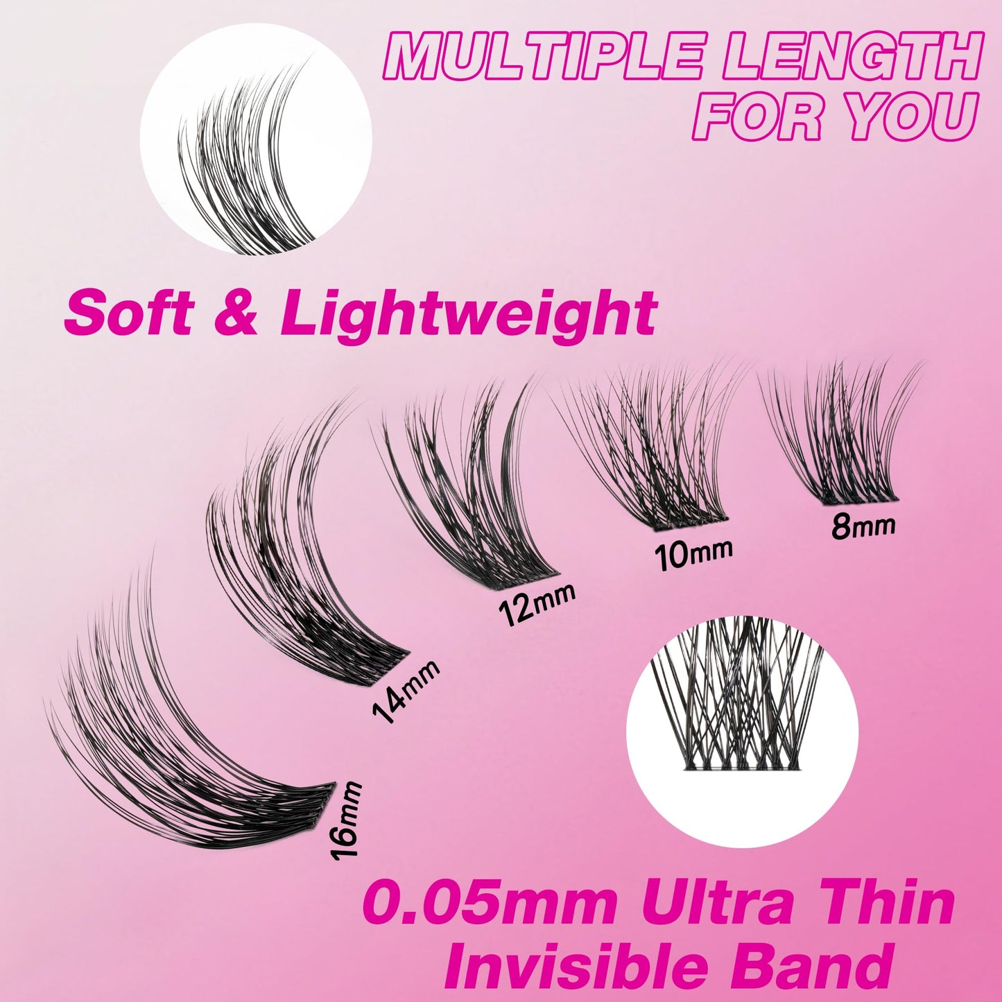 VEYESBEAUTY Lash Clusters Individual Eyelash Extensions Thin & Invisible Band DIY False Eyelashes for Self-application Newbie's Five-Second Series Beauty and Personal Care VEYESBEAUTY