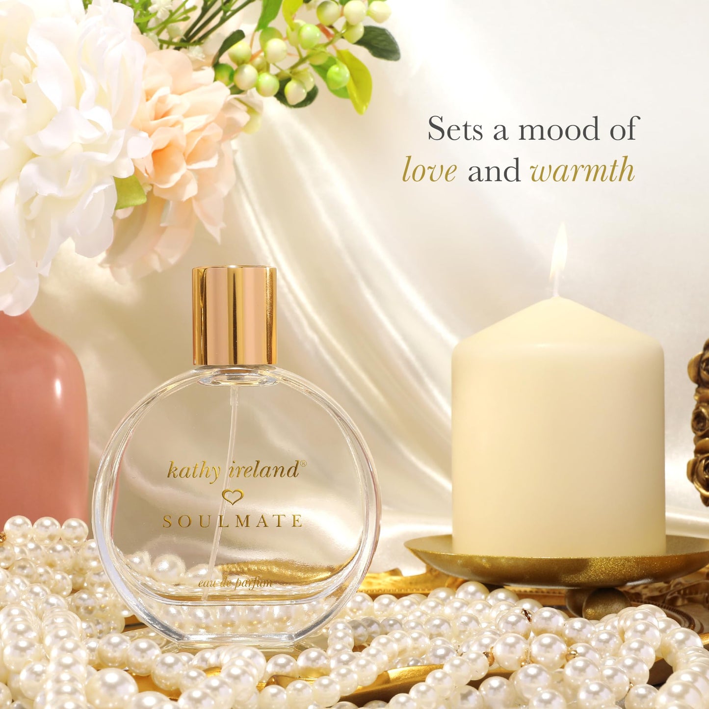 Kathy Ireland Soulmate - Floral, Fruity, Gourmand Perfume for Women - Eau de Parfum with Cherry, Mandarin, Pink Jasmine, Amber Notes - 3.4 oz Beauty & Personal Care Kathy Ireland