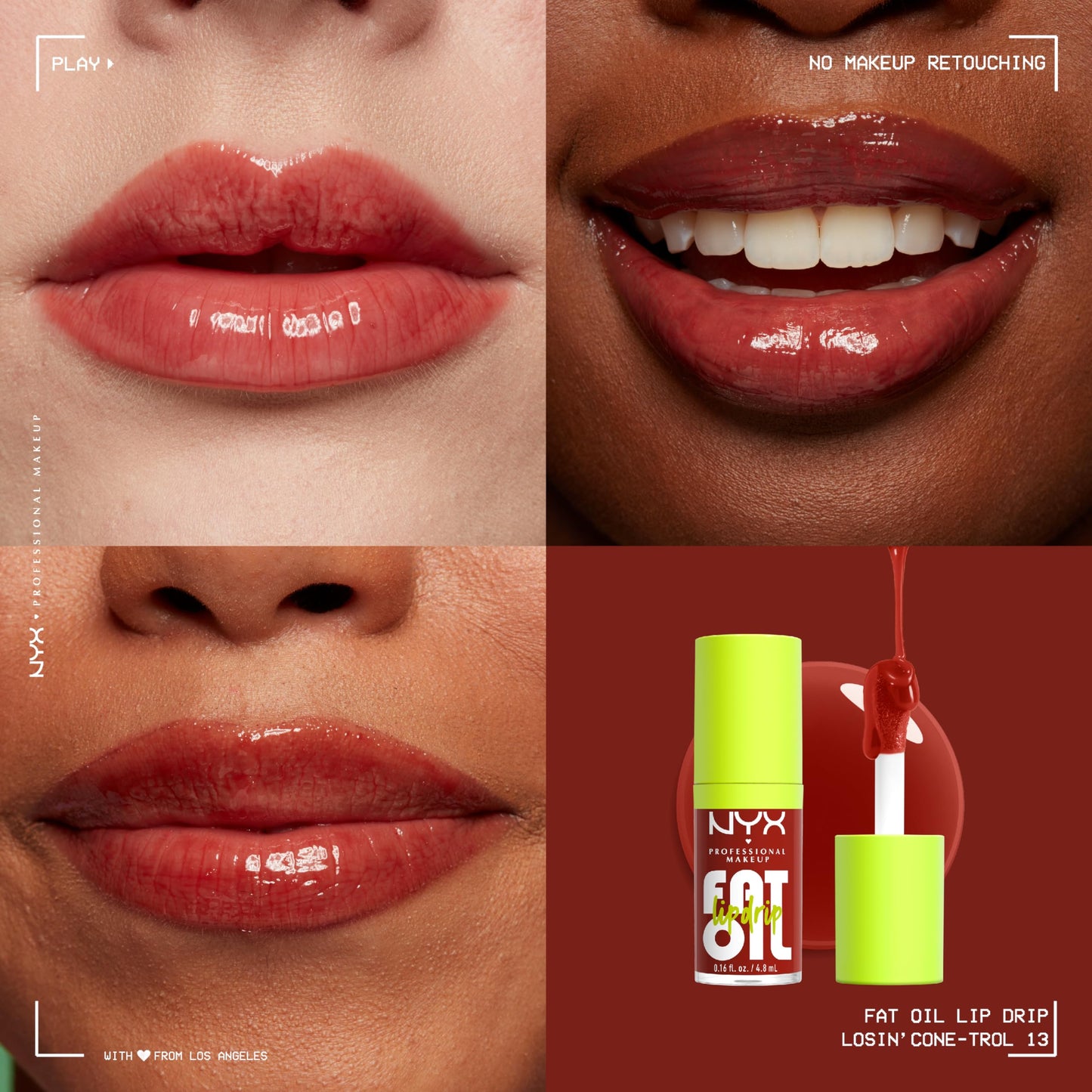 NYX PROFESSIONAL MAKEUP Fat Oil Lip Drip, Moisturizing, Shiny and Vegan Tinted Lip Gloss - Losin Cone-trol (Neutral Nude)