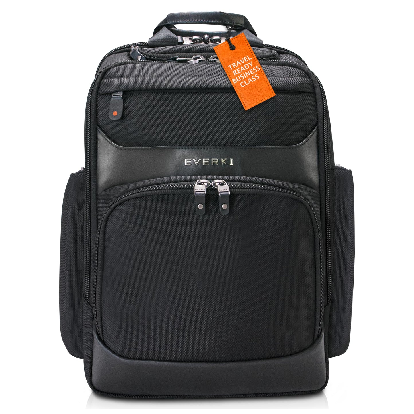EVERKI Onyx Premium Business Executive Laptop Backpack - Ballistic Nylon and Leather Office Backpack Laptop Bag, Travel Friendly - Dedicated Compartment up to 17.3", 36L Capacity (EKP132S17), Black