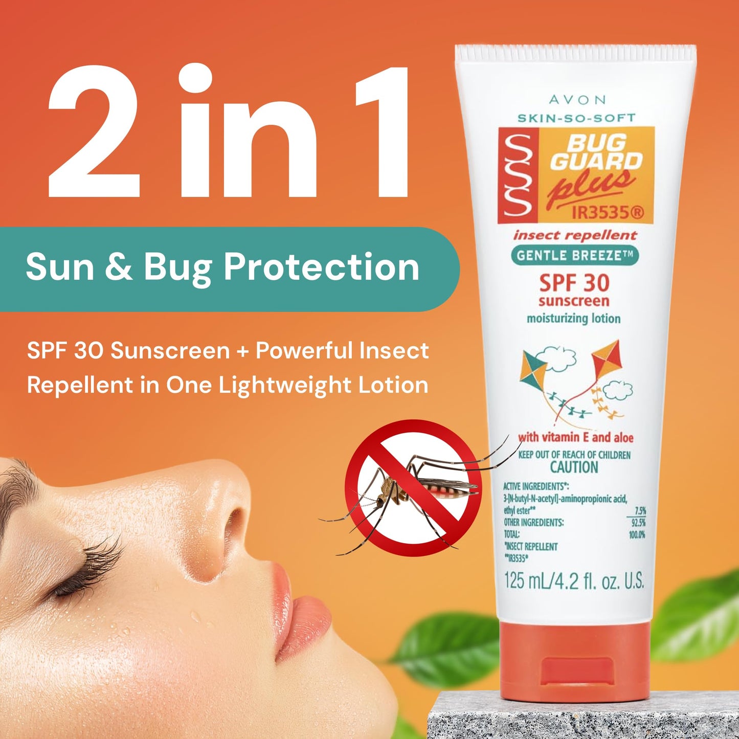 AVON Skin So Soft Bug Guard Plus IR3535 Insect Repellent Moisturizing Lotion - Gentle Breeze SPF 30 Lotion, 2-in-1 Sunscreen & DEET-Free Bug Repellent Beauty and Personal Care AVON