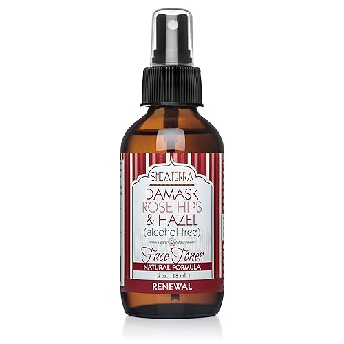 Shea Terra Organics Beauty Water, Toner & Face Mist - Damask Rose HIPS & Hazel | Natural Daily Hydrating Toner with Anti-Aging Rose & Witch Hazel