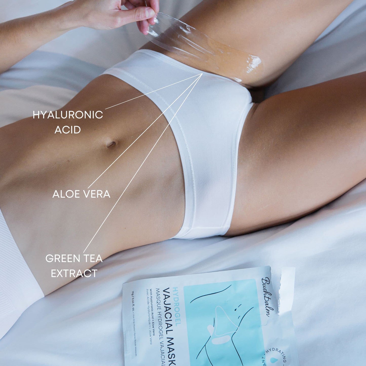 Bushbalm Hydrogel Vajacial Mask - Hydrating Mask with Hyaluronic Acid and Aloe Vera to Cool and Soothe Skin Post-Hair Removal, 1 Full Masks Set