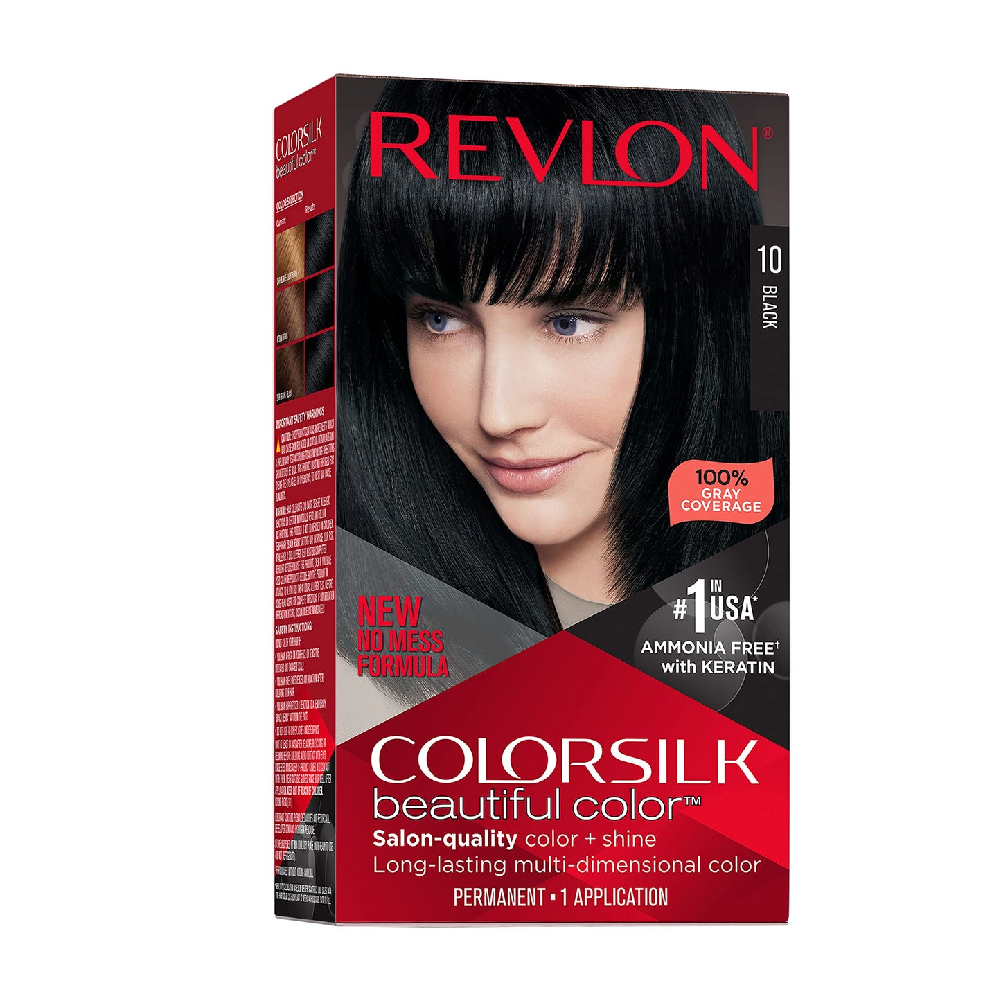 Revlon Colorsilk Beautiful Color Permanent Hair Color, Long-Lasting High-Definition Color, Shine & Silky Softness with 100% Gray Coverage, Ammonia