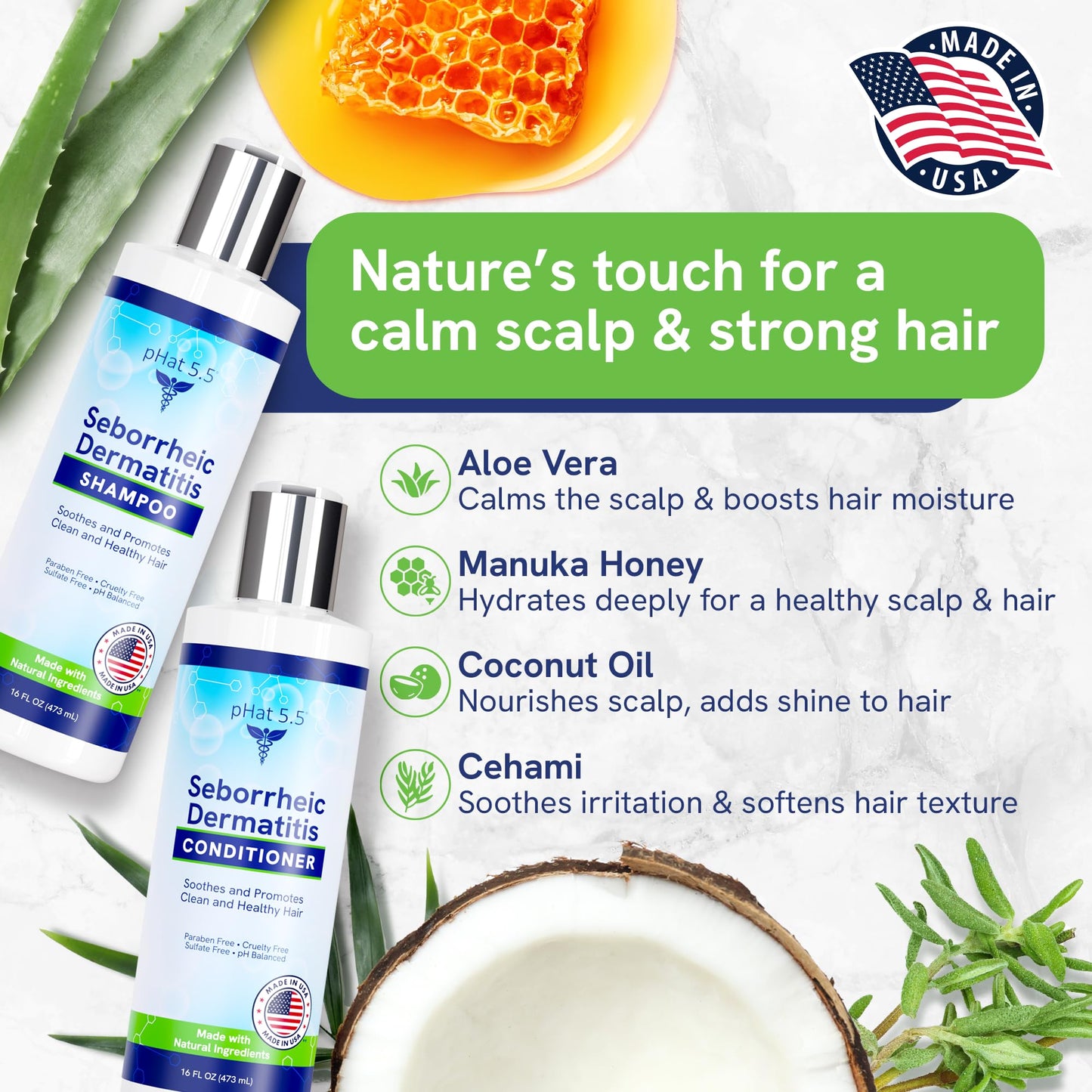 Sulfate-Free and Fragrance Free Shampoo and Conditioner Set, Safe for Seborrheic Dermatitis, To Soothe Dry and Itchy Scalp - Anti-Dandruff Shampoo