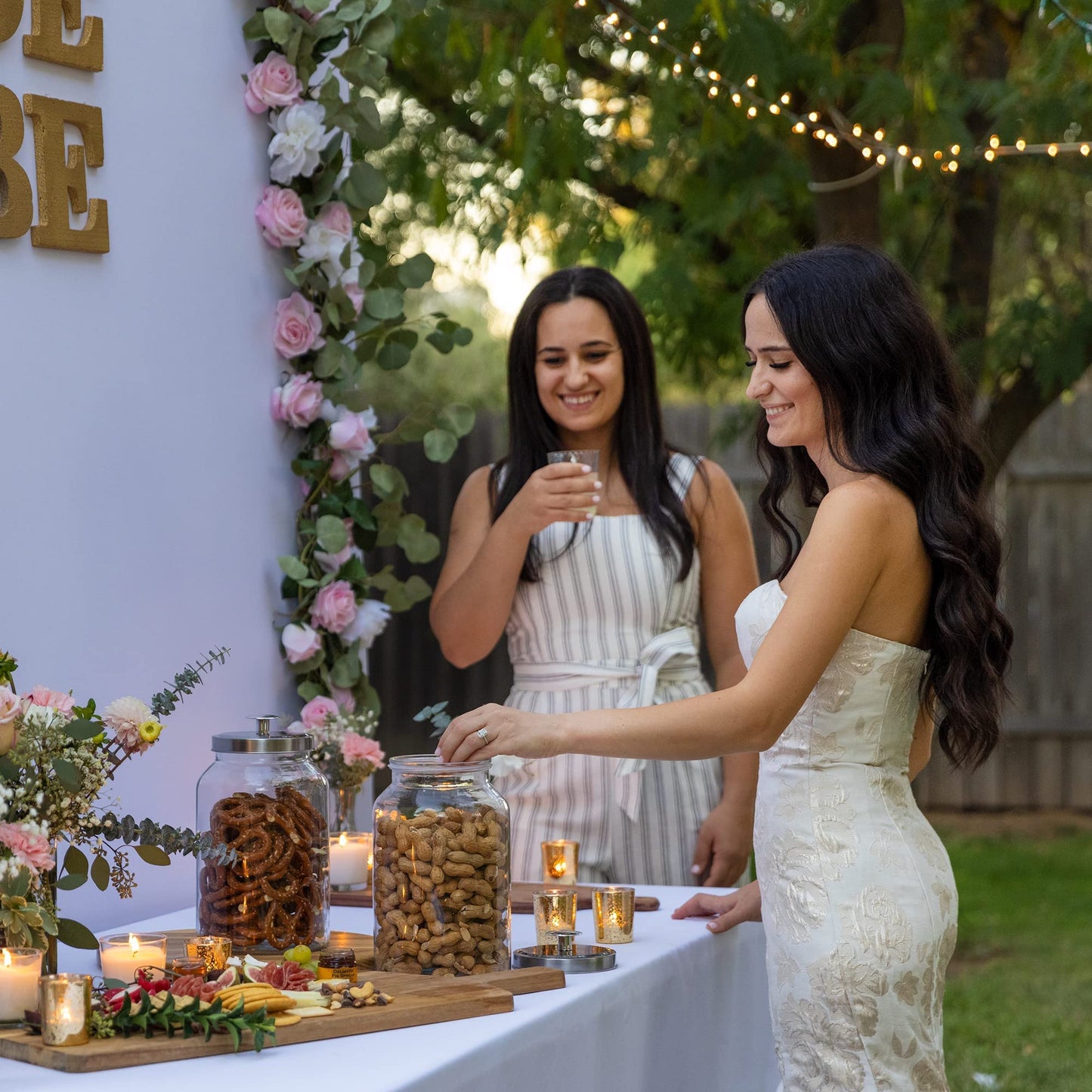 2 Large 1-Gallon Glass Canister Sets for Kitchen Counter with Stainless Steel Airtight Lids + Marker & Labels, Cookie Jar & Candy Jar for Buffet…