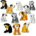 4E's Novelty Plush Dogs Animals (12 Pack) Assorted Stuffed Puppies - 5 Inches, Small Plushed Animals, 6 Designs - for Birthday Party Favors Gifts for…