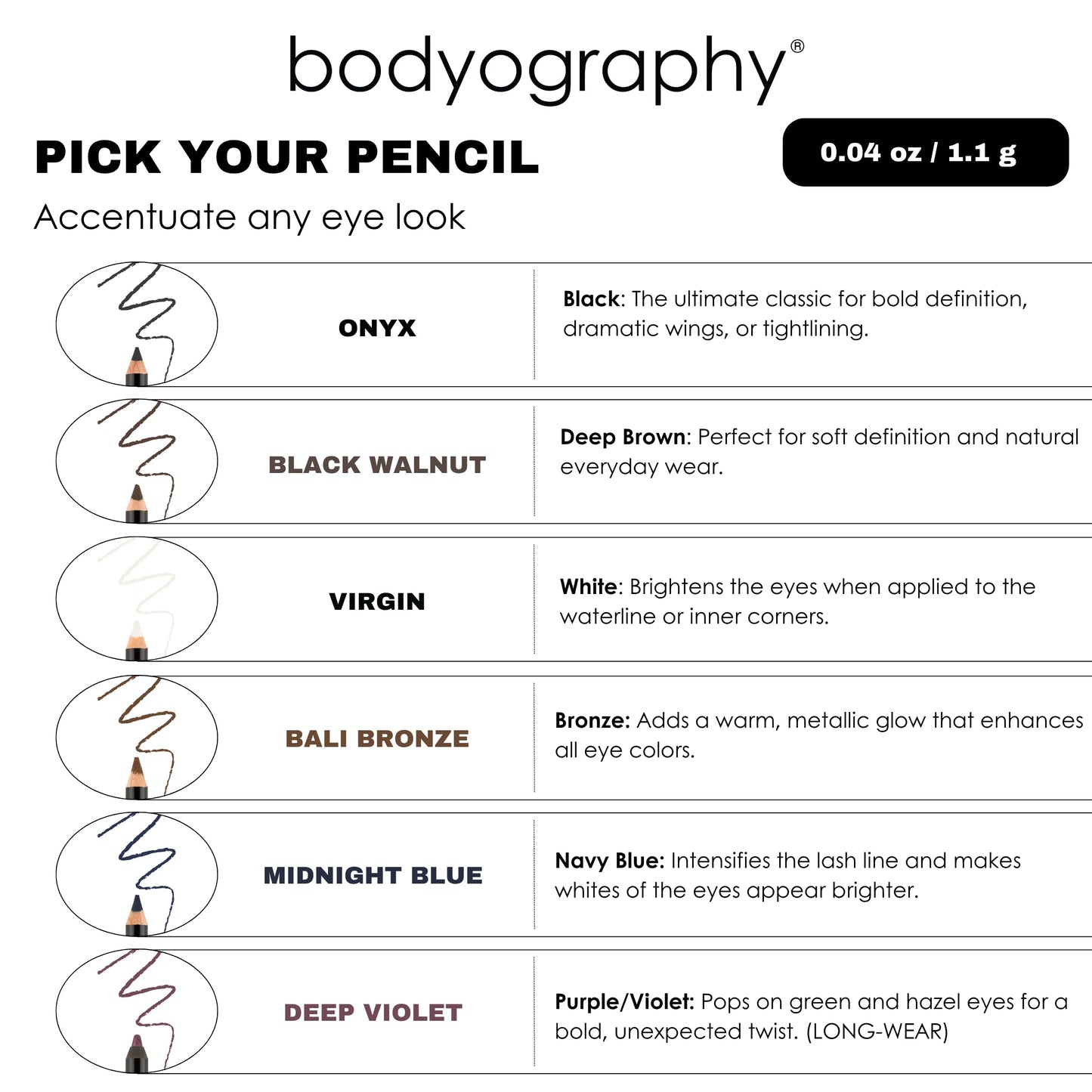 Bodyography Cream Eye Pencil, Virgin - White Wooden Eyeliner for Eyes & Eyebrows, Long-Lasting Cruelty-Free Coconut Oil Cosmetic Liner