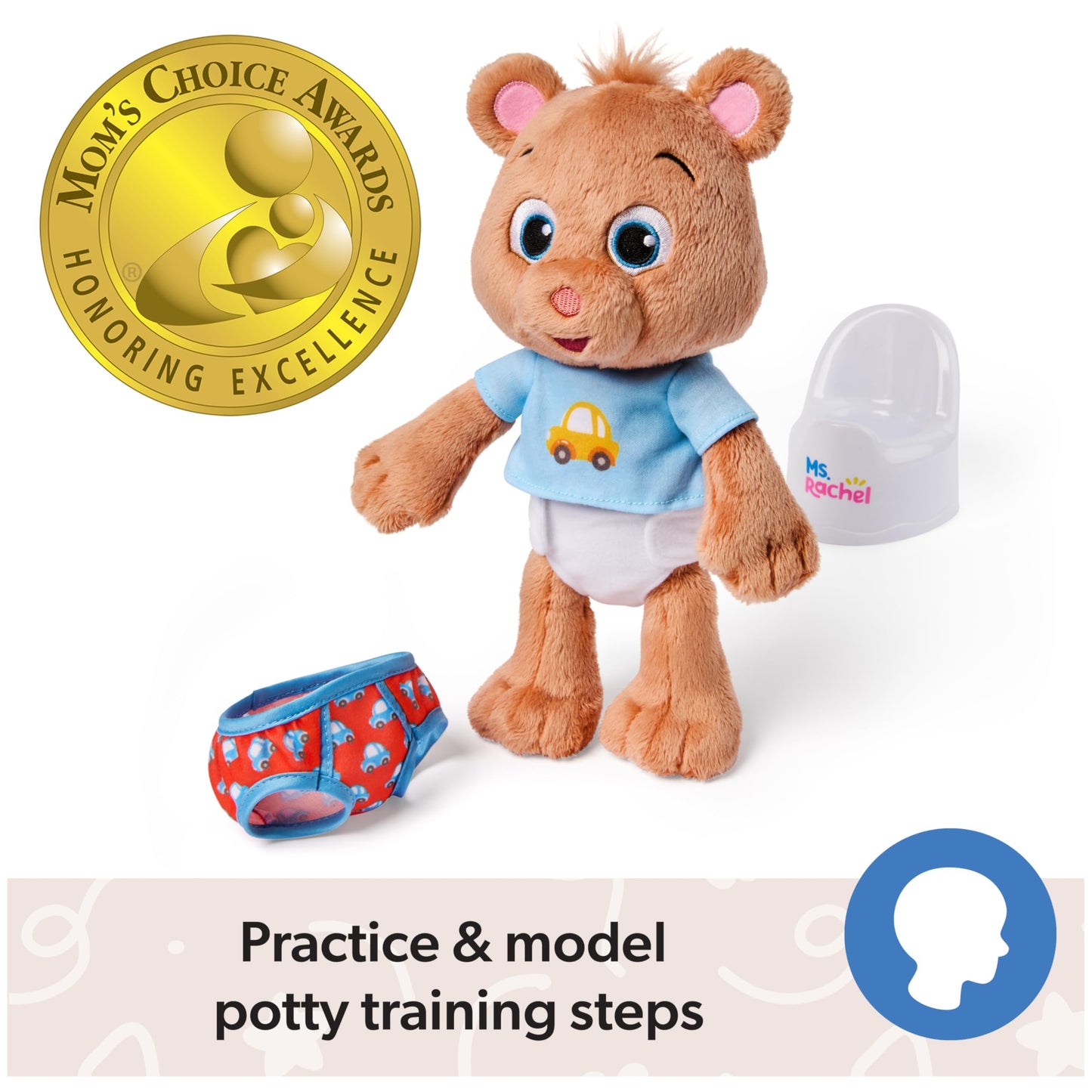 Ms. Rachel Potty Time with Bean, 11” Plush Teddy Bear with Play Toilet & Accessories, Toddler Toys for Girls & Boys for Ages 18 Months to 3+