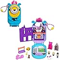 Polly Pocket & Minions Playset with 1 Doll, 2 Minions Figures & Fluffy The Unicorn Toy, Collectible Compact with 9 Accessories
