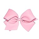 Wee Ones Girls' Plain Wrap Classic Grosgrain Hair Bows on a WeeStay No-Slip Hair Clip, Handmade, King, Pearl Pink