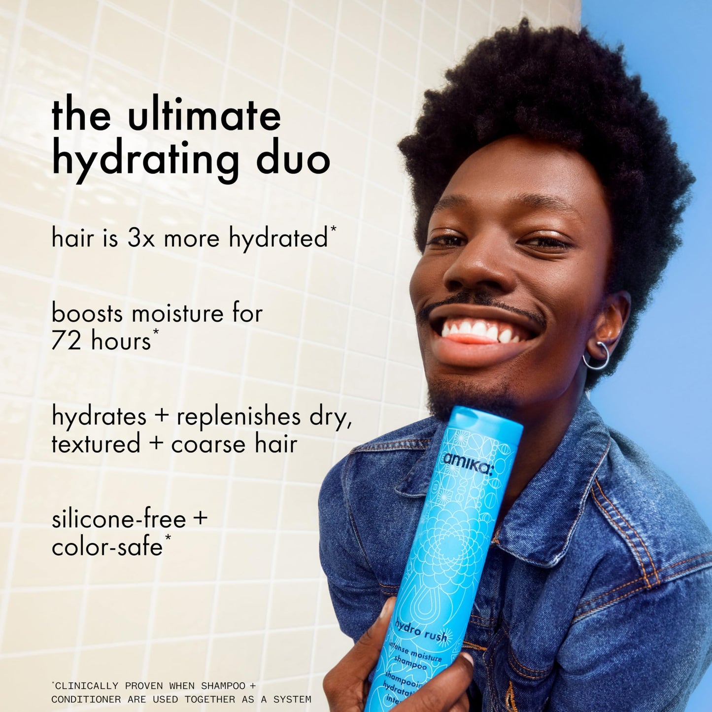 amika hydro rush intense moisture conditioner with hyaluronic acid, 275ml | for dry, textured, or coarse hair types 2a-4c, long-lasting hydration