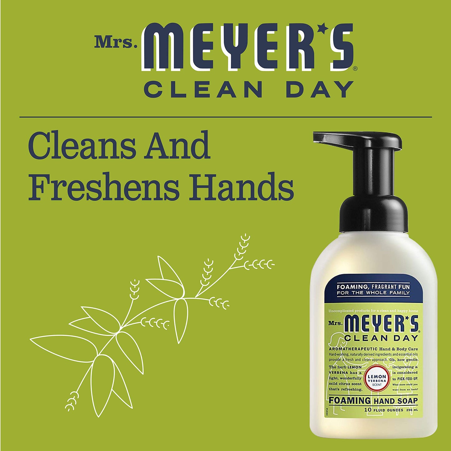 Mrs. MEYER'S Foaming Hand Soap, Lemon Verbena,10 fl oz (Pack of 6)