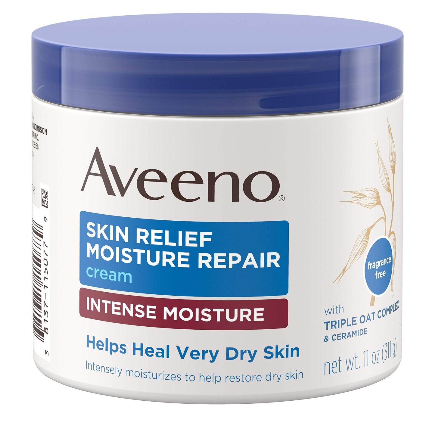 Aveeno Skin Relief Intense Moisture Repair Cream with Triple Oat Complex, Ceramide & Rich Emollients, Steroid- & Fragrance-Free Moisturizing Body